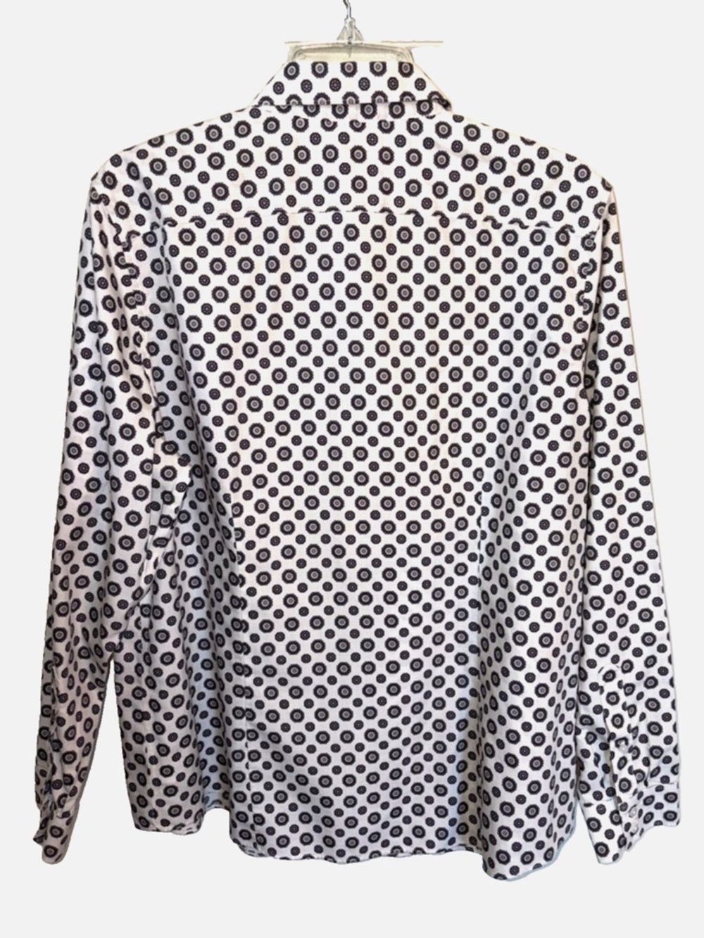 Lands’ End No Iron Button Front Shirt Women’s 18 Black White Geometric - Picture 3 of 14